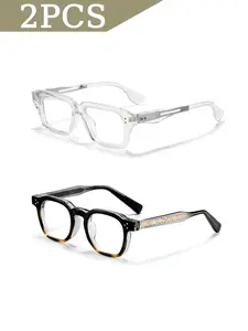 Caterside Classic Fashion Stylish Square Glasses Tr Metal Frame Anti-Blue Light PC Lenses Unisex Suitable for Vacation Gift Shopping Festival Beach Wedding Lightweight Glasses, Fashionable Frames Glasses