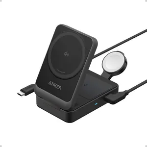 Anker MagGo Qi2 3-in-1 Foldable Charging Station, 15W Wireless Charger for iPhone/AirPods/Apple Watch