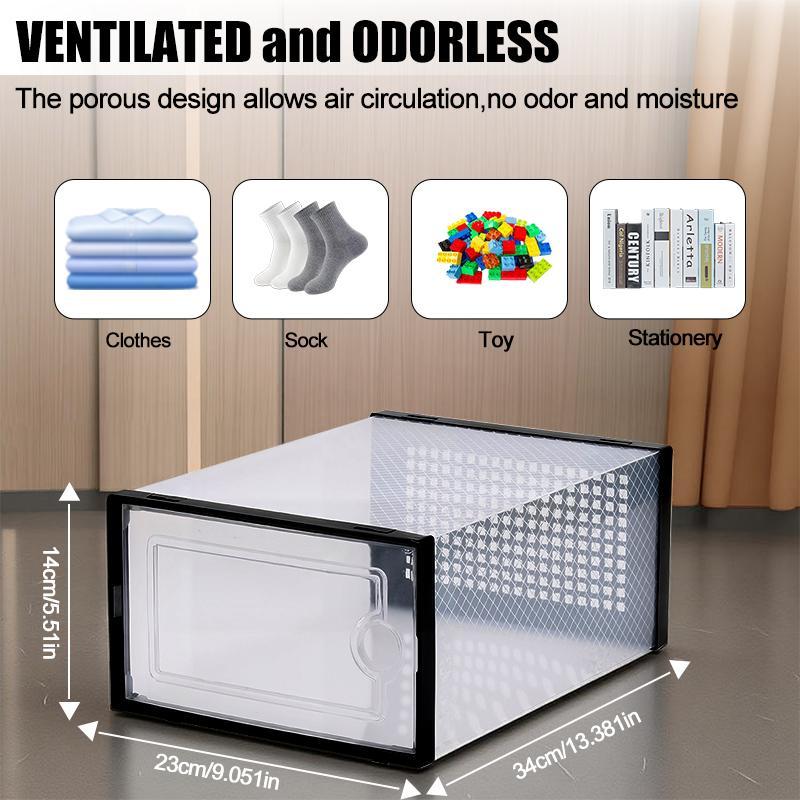 6/12/24 Pack Extra-Large Shoe Storage Organizer for Closet, Modular Space-Saving Shoe Boxes, Clear Plastic Stackable Containers, Display Case Bins with Lids