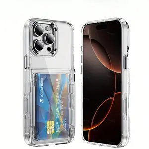 2nd Gen Clear Phone Case with Card Holder, Wallet Style Transparent Cover for iPhone 17/Air/Pro/ProMAX/16/15/14/13/12/11 Series, Easy Card Access, Dustproof Pressure Resistant Stable Support