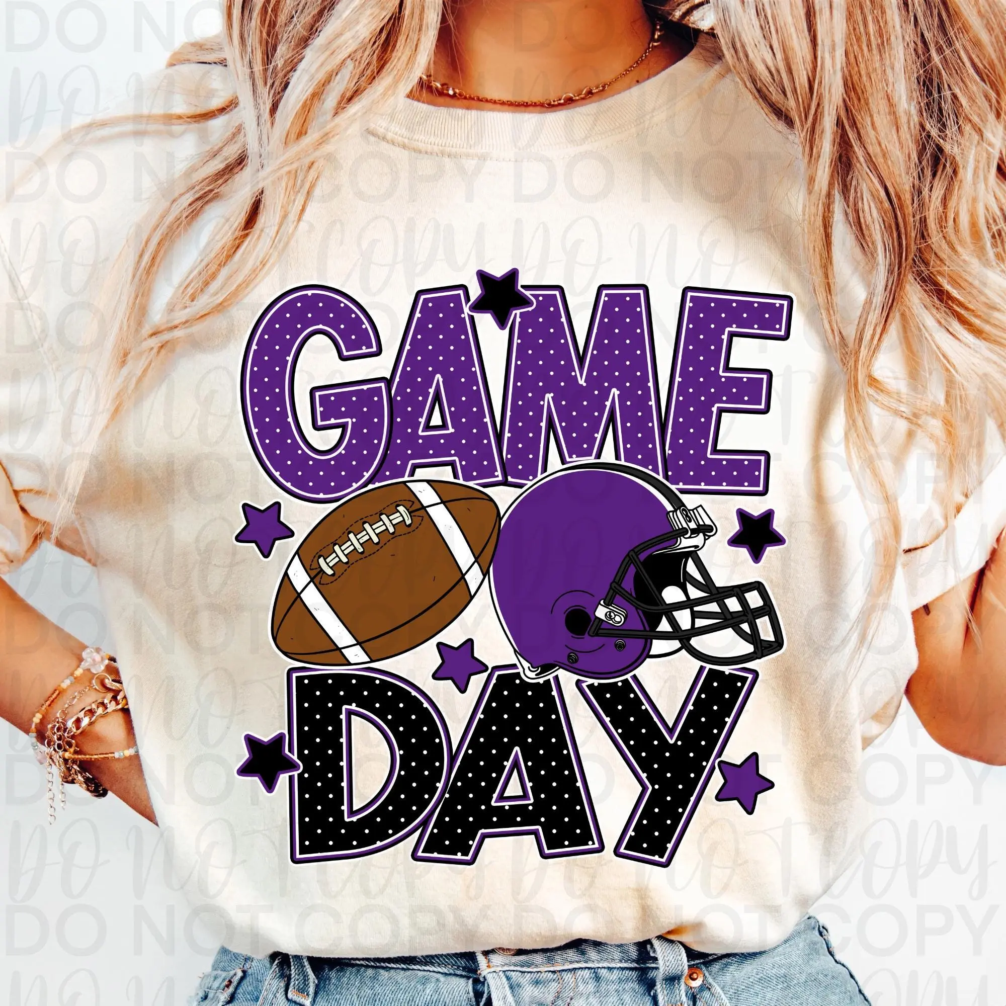 Game Day Football Shirt, Purple Black Football Season Shirt Design, Preppy Football Mom , Custom School Spirit Mascot