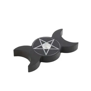 Black Triple Moon Chime Candle Handle Holder