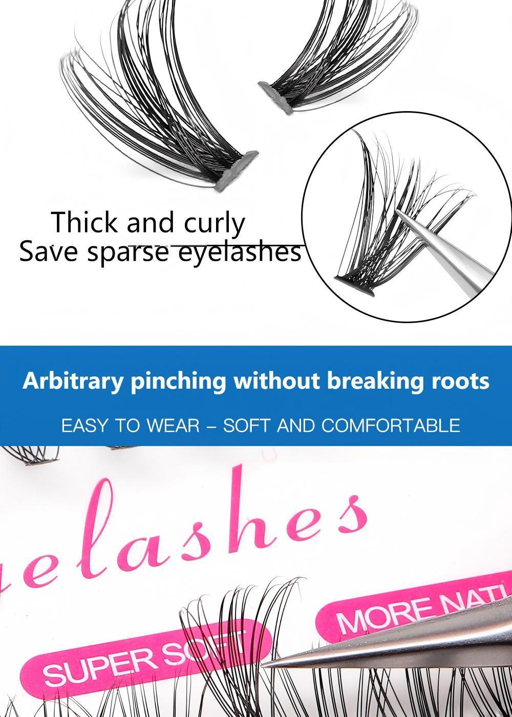 Mixed-length false eyelash set including adhesive, sealant, remover, tweezers, and lash clips; creates natural lashes; realistic lash clusters; lash enhancement; lash glue for extensions; individual false eyelashes; lash clusters; cosmetics; delivers a li