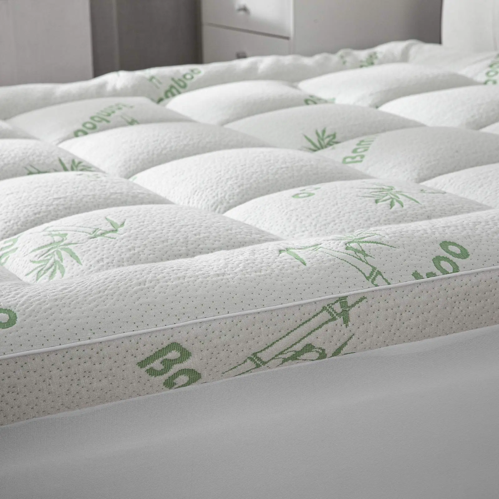Viscose-Derived from Bamboo Thick Pillow Top Mattress Topper with Deep Pocket, Cooling Option for Hot Sleepers, Soft for Back Pain Relief, Cooling Mattress Topper