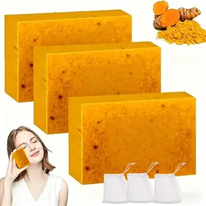 3PCS Turmeric & Kojic Acid Cleansing Brightening Body Cleansing Soap Set Organic