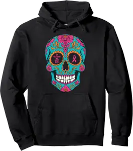 Sugar Skull In October We Wear Pink Breast Cancer Awareness Pullover Hoodie - Emilyschwe Shop 65B0DGMCP2SP