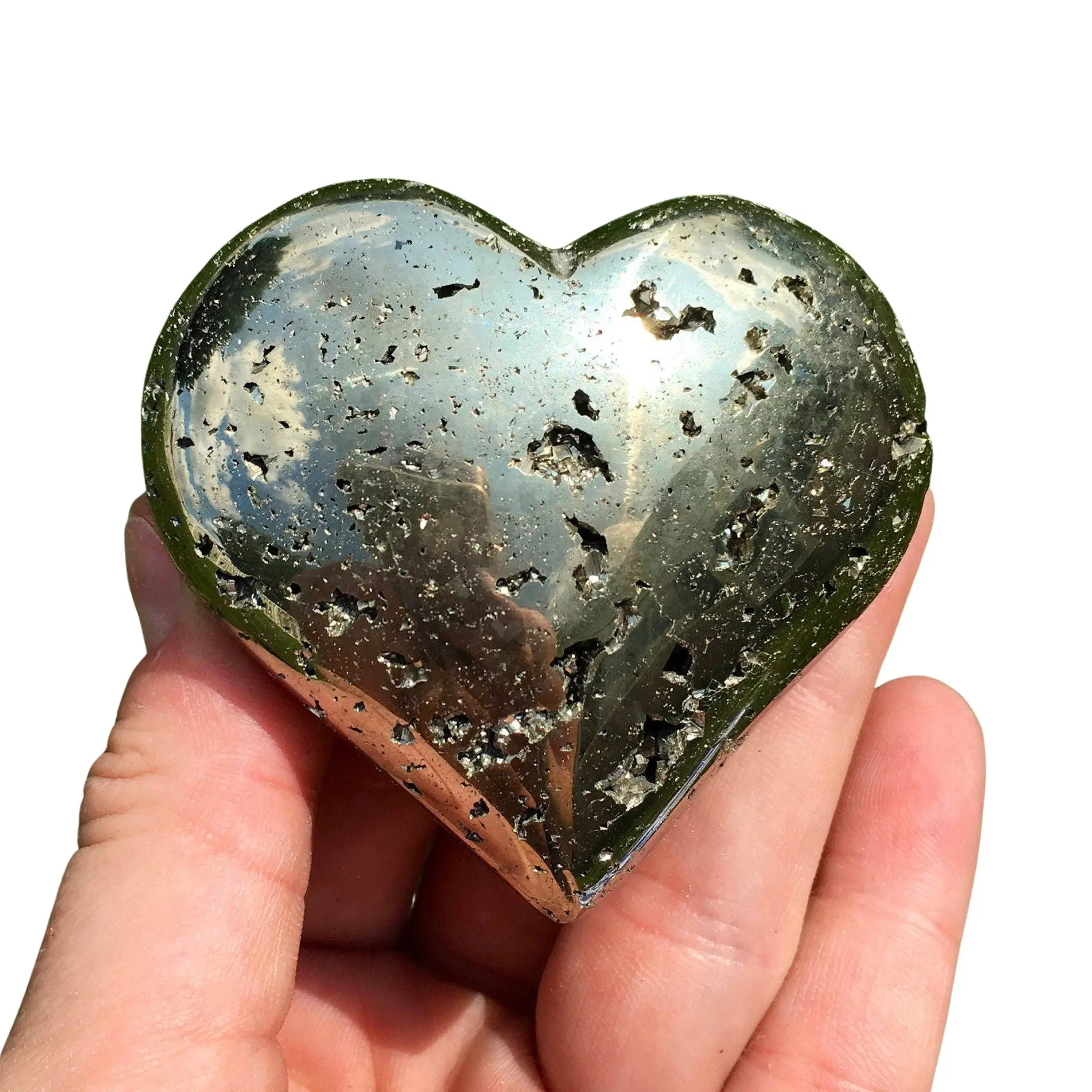 New Moon Beginnings Pyrite Heart - Polished Stone Cluster with Natural Finish and Unique Shape
