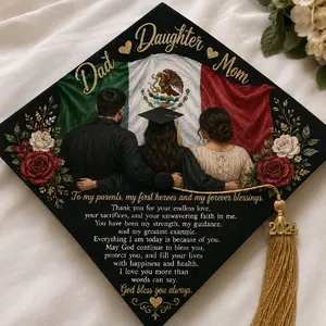 Graduation Cap with Floral Design and Inspirational Quote for Graduates