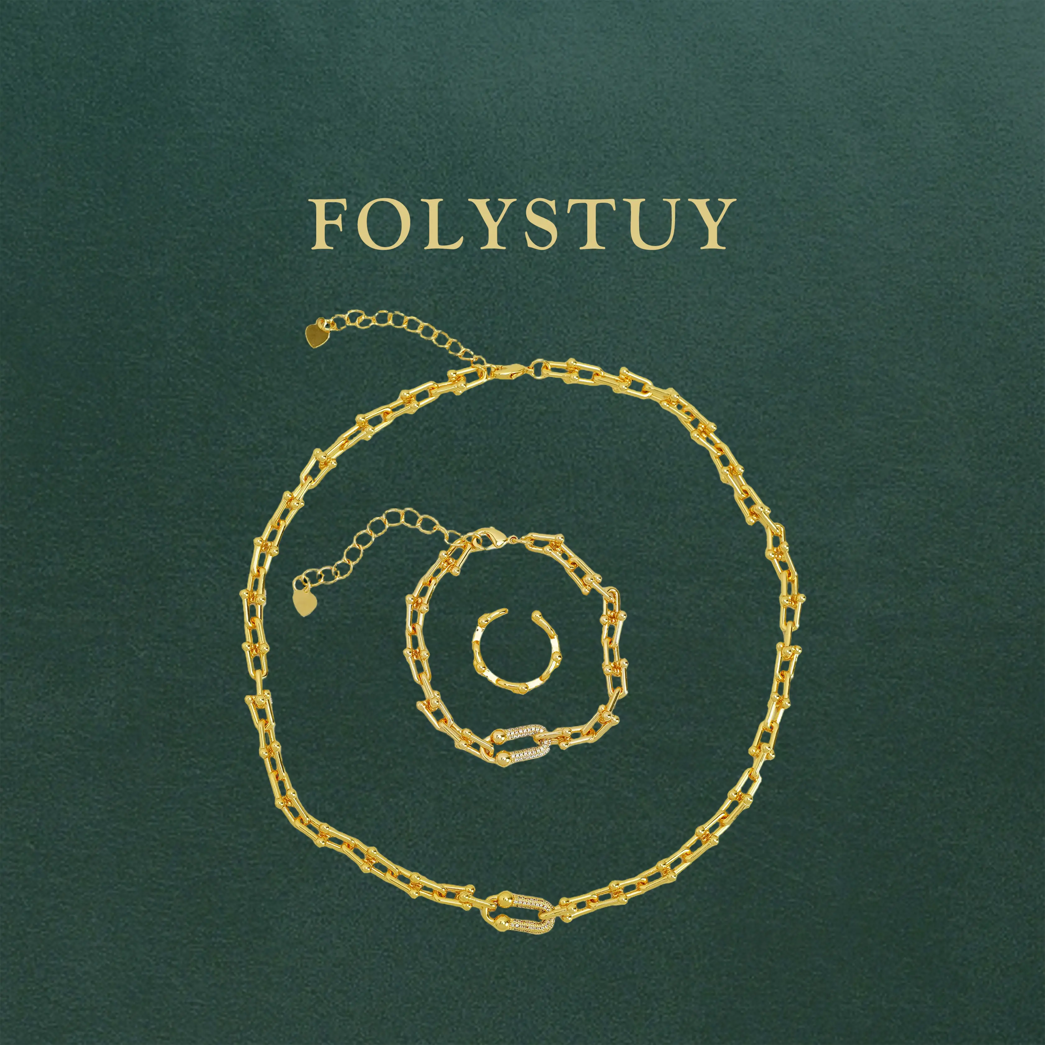 【FOLYSTUY ( Y154+W153+Y120)】Paperclip bracelet necklace, O-shaped, fashionable and suitable for both men and women. The bracelet is elegant for women or men and can be worn dailyThe necklace is 19.6 inches long; the bracelet is 9.25 inches long.