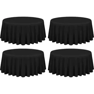 4 Pack Black Round Tablecloth 90 Inch Washable Tablecloths for Round Tables Stain Resistant and Wrinkle Table Cloth Decorative Table Cover for Dining Wedding Banquet Buffet