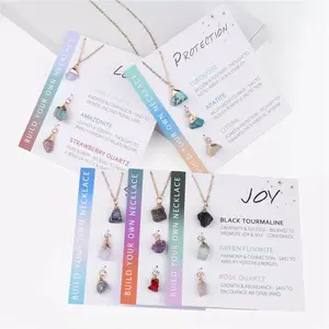 Chic Natural Stone Charm Necklace - Elegant Gold Chain with 8 Fashionable Sets for Love, Empathy, Strength, Joy, Friendship, Protection, Balance, and Good Fortune girlfriend necklace