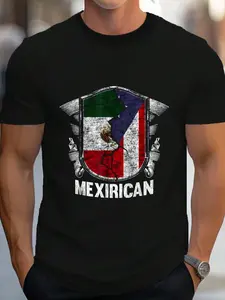 100% Cotton Mexirican Mexico Puerto Rico Flag Half Mexican Puerto Rican T-Shirt Women's Men's Graphic Tee Crew Neck summer vacation Tops