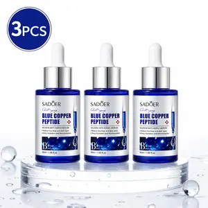 3PCS 30ml Blue Copper Peptide Serum for Face & Neck, GHK-Cu Anti-Aging Serum with Hyaluronic Acid, Hydrating Firming Daily Skincare Serum for Fine Lines, Lightweight Non-Greasy Face Serum