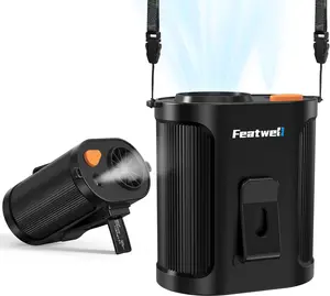 Featwell 5-in-1 Portable Waist Fan with Mist,5 WindSpeeds Cooling Fan 14800RPM,18Hrs Fast Cooling,2 Mist Modes,Rechargeable camping Fan for Outdoor, Hiking, camping.