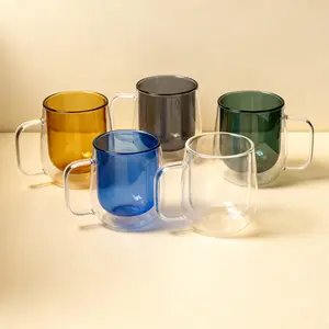 ChromaGlow Rainbow Collection Insulated Glass Coffee Mug - Colorful Double-Walled Cup with Handle, Perfect Gift for Coffee Lovers Engine-Themed Stainless Steel