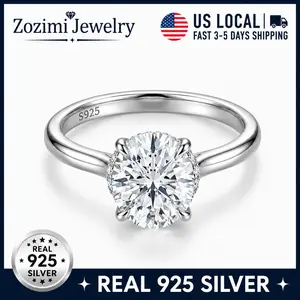 Zozimi 925 Sterling Silver Oval Cut Solitaire Ring with High Quality 5A Grade Cubic Zirconia, Classic 4-Prong Engagement Ring for Women, Minimalist Wedding Promise Ring, Anniversary Birthday Gift, Elegant Fine Jewelry for Daily Wear
