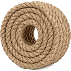 Twisted Jute Rope (3/4 in x 20 ft)  Thick  Rope for DIY Crafts, Railings, Hammock, Decorating
