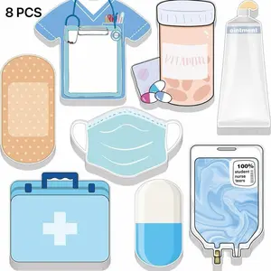 8-Pack Nurse Doctor Nursing Students Pill Stationery Sticky Notes, 30 Sheets Per Book, Office Culture Supplies, Hand Account Stickers