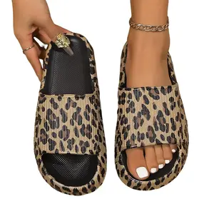 Leopard Print Cloud Slippers for Women Men Cheetah Print Pillow House Slippers Shower Sandals Quick Drying Non Slip