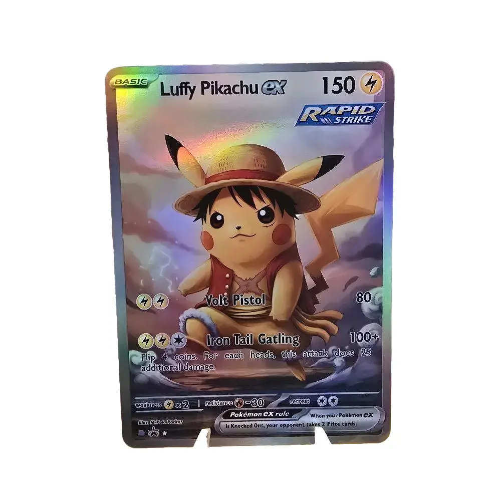 luffy pokemon card ULTRA RARE LOW POP!!! ONE PIECE POKEMON COLLAB LUFFY PIKACHU HOLOFOIL ART CARD
