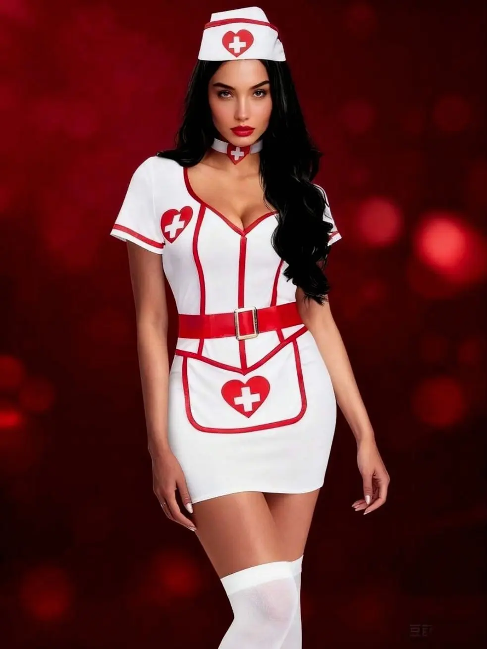 Women's Halloween Nurse Costume Dress, White Cardiac Arrest Nurse Outfit, Sexy Medical Cosplay Costume for Halloween Party, Dress-Up Events, Role Play, Costume Parties & Photoshoots