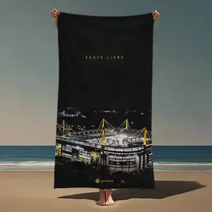 Dortmund Signal Iduna Park Stadium Beach Towel - Quick-drying, wind-resistant and UV-protective, with bright yellow and black design, durable polyester blend suitable for beaches, travel, camping - The perfect gift for football fans, beach towel, travel a