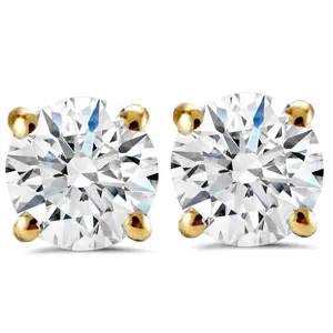 2 Carat Lab Grown Diamond Studs 14K Yellow Gold With Screw Backs