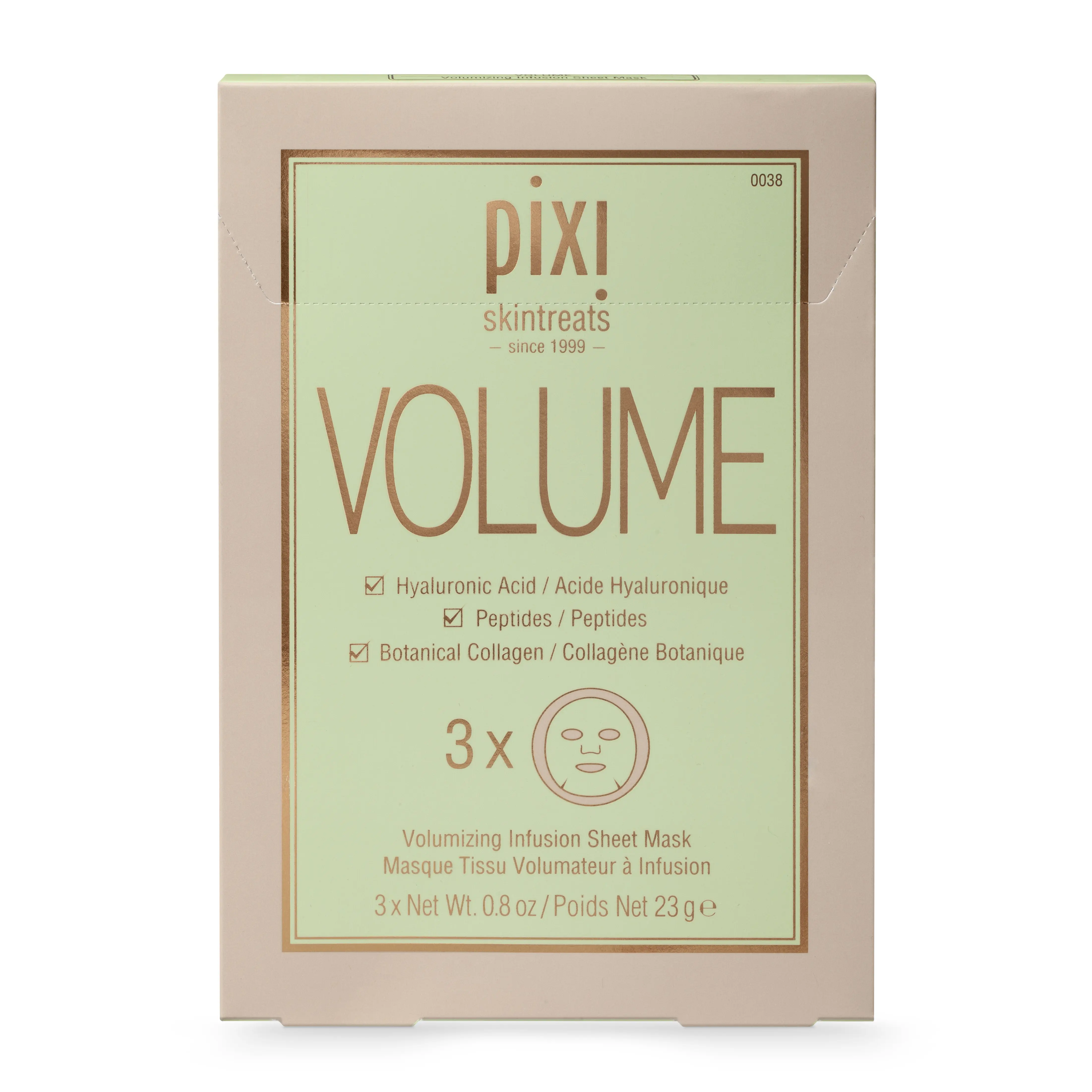 Pixi Volume Sheet Mask - Smoothing, Moisturizing Facial Mask with Peptides, Collagen, Hyaluronic Serum for Flawless, Radiant Skin, Pack of 3