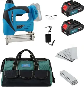 JOVANT Cordless Electric 2-in-1 Nail Gun Kit: Includes 800pcs Fasteners and 2×2.0Ah Batteries, Perfect for Wood Crafts, Upholstery Projects, Baseboard Installation, and Home Renovation Tasks，DIY
