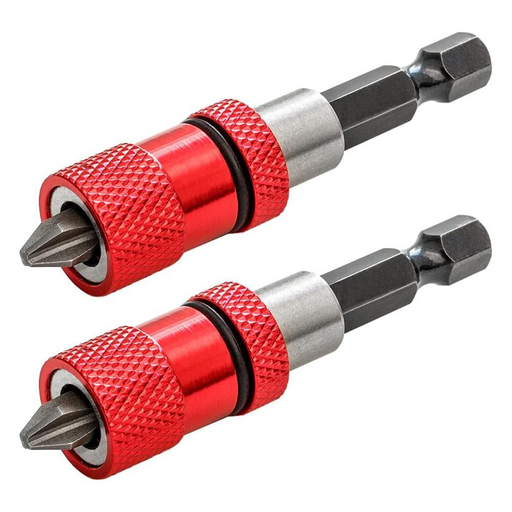 Fathersdaygift 2pcs Adjustable Screw Depth Screwdriver Bit Holder Magnetic Steel Screwdriver Drywall Bit 1/4 Inch Hex Shank with S2 Phillips 2 Screw Driver Bits Fathers Day Gifts