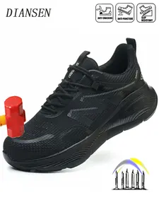 Steel Toe Shoes for Men Safety Work Sneakers Indestructible Lightweight Breathable Comfortable New Fashion Anti-smash Toe Anti-Punctur for Warehouse Industry Manufacture Construction Work Protective Shoes Work Safety Footwear