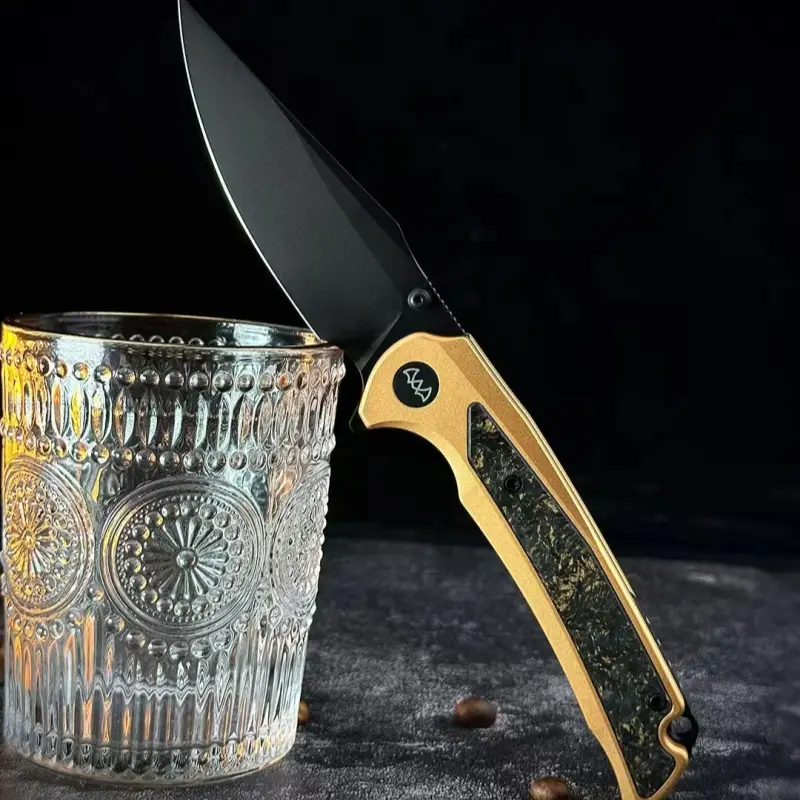 Folding Knife with 3.6" 14C28N Stainless Steel Blade, Aluminum & Carbon Fiber Inlay Handle, Fast Deployment Liner Lock - Compact EDC Gear for Camping & Hiking