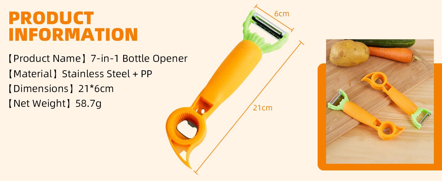 7 in 1 Multifunctional Fruit and Vegetable Peeler Can Opener Bottle Opener Double Blade Grater Kitchen Gadget