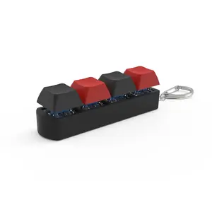4 Keys Finger Button Relaxing Mechanical Keyboard Keycaps Portable Office Calming Fidget Accessory Stress Relief Keychain Gift for Adults Teens Kids