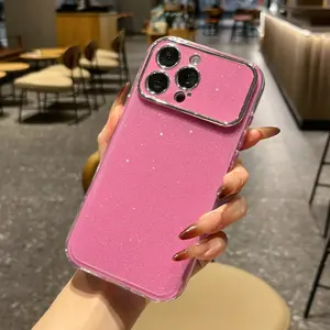 Large Camera Window Design – Solid Color with Glitter, Full Coverage Shockproof Case, Compatible with iPhone 17 / 16 / 15