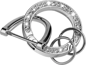 Silver Bling Rhinestones keychain Fingerprint Resistant Plating Metal Key Chain Ring