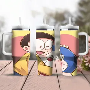 1pc 40oz Doraemon water bottle, stainless steel insulated water cup, portable travel cup, outdoor cup, accompanying cup with handle, thermos cup, cup set-Christmas Valentine's Day gift for Mother's Day, suitable for gift giving