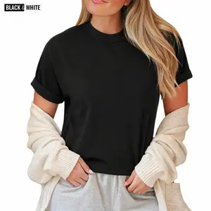 Fresh Drop Essential cotton Basic Tee – trendy graphic unisex tees , black white solid color t shirts women’s graphic tees, vintage  oversized unisex crewneck casual streetwear soft cotton loose fit everyday outfit top tiktokshopspringglowup,summervibes