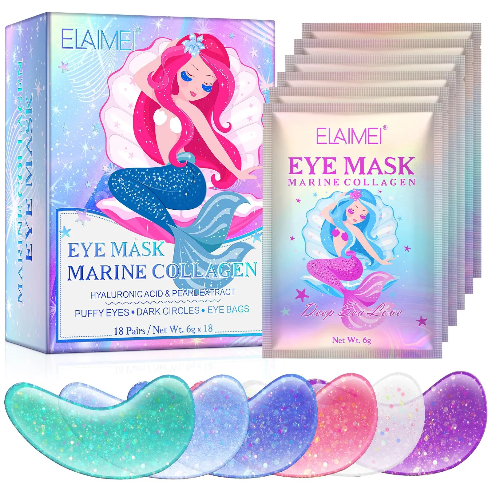 Mermaid Design Pearl Eye Mask, Eye Patches for Puffy Eyes, /box Moisturizing Nourishing Eye Mask, Hydrating Under Eye Treatment for Dark Circles and Puffiness, Anti Dark Circle Eye Bag Care, Revitalizing Skincare Solution