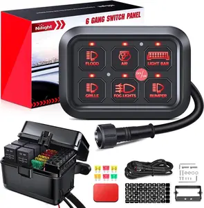 Nilight 6-Gang Compact 12VDC Switch Panel, Universal Circuit Control Relay System with Fuse Wiring Harness, Plug-N-Play Automatic Dimmable ON-Off LED Pod for Cars, Trucks,summervibes