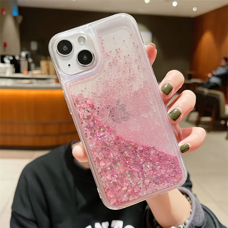 Gradient Glitter Liquid Sand Smartphone Case, Bling Cover, Transparent Anti-Drop Shockproof Protection Soft Cover, Protective Casing, Compatible with iPhone 15/16/17 Series, Protective Mobile Accessories