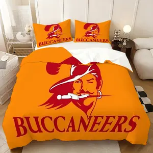 3Pcs,Tampa Bay Buccaneers design  three-piece bedding set, soft, comfortable and skin-friendly, universal in all seasons, bedding set, no pillow core, no quilt core, suitable for bedrooms, guest rooms - (1 quilt cover + 2 pillowcases)