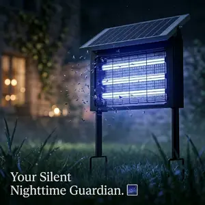 Solar USB Rechargeable Bug Zapper Light, 3 UV Tubes Hanging Standing for Backyard Patio Garden Outdoor Insect Control