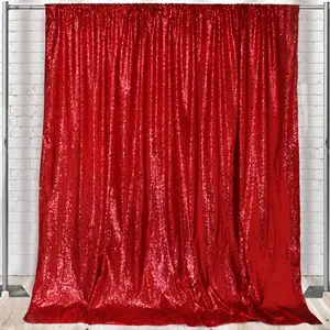 Glitz Sequin on Taffeta Drape/Backdrop 8 ft x 104 Inches Red