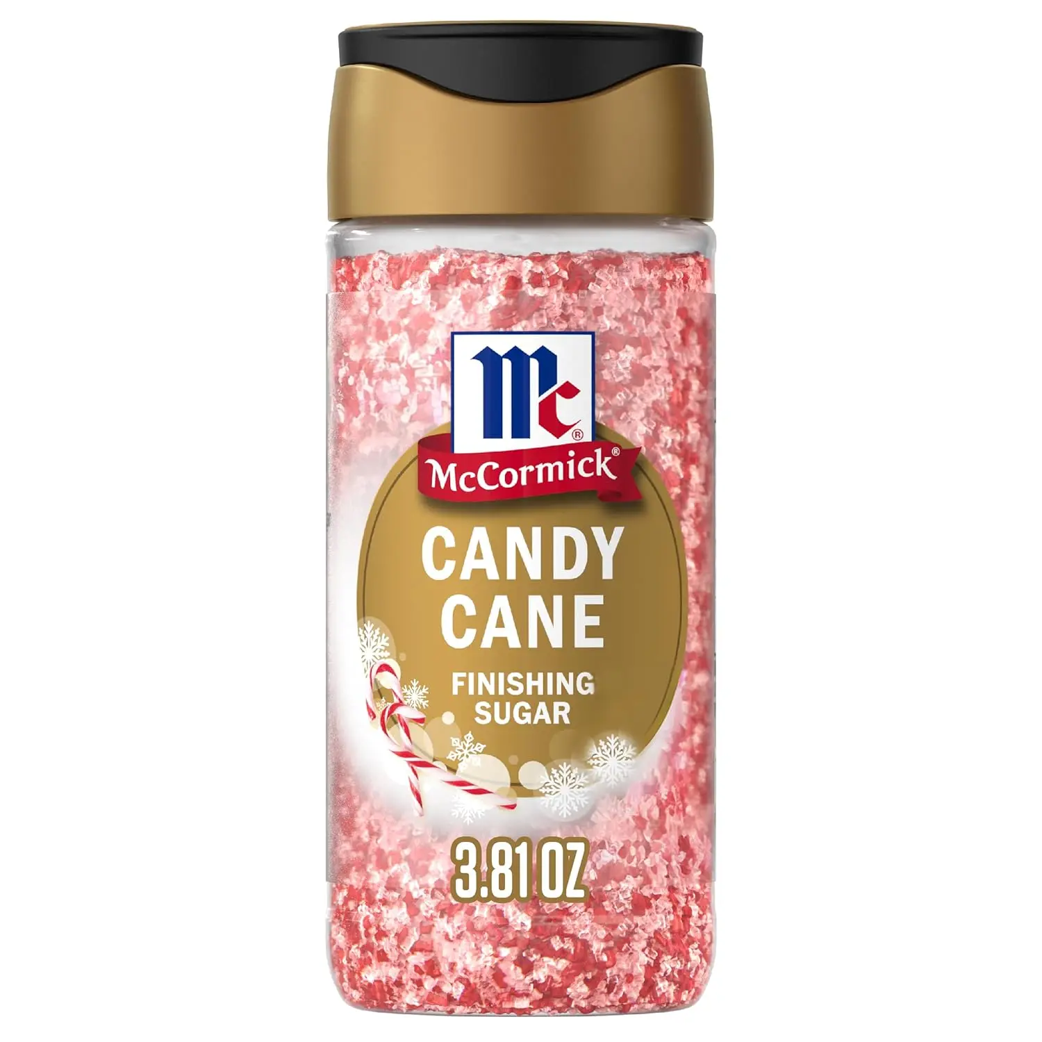 Finishing Sugar, Candy Cane, Limited Edition, Sweet Peppermint, Iconic Holiday Flavor, For Hot Chocolate, Chocolate Fudge, Bark, Cocktails, and More, 3.81 oz