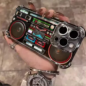 Mechanical Audio Speaker Cool Luxury Man Pattern Aesthetic Electroplated TPU Casing For iphone 16 15 14 13 12 11 X XS PRO PLUS MAX Four Corners Anti-Fall Soft Silicone Gift Shockproof Protection Anti-Drop Protective Protector Phone Cases Shell Cover