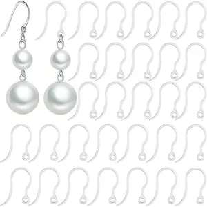 100 count Safety  Plastic Earring Hooks Ear Wire Anti Allergy Hooks Earring Findings DIY  Making for  Ears (Clear-100pcs)