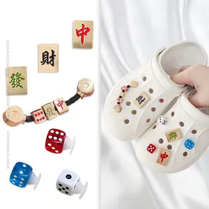 Shoe Decorative Charms Cartoon Mahjong Says Cave Shoe Buckle DIY Accessories Button For Sandals And Beach Shoes Women's Gift chain design shoe charm cute decoration