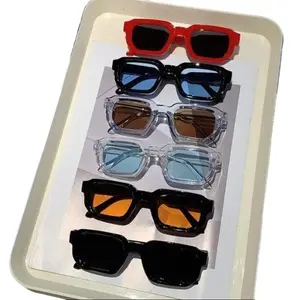 6-Pack Unisex Retro Rectangular Frame Sunglasses, Vintage UV400 Protection Fashion Eyewear with Classic Luxury Design, Ideal Holiday & Party Gift