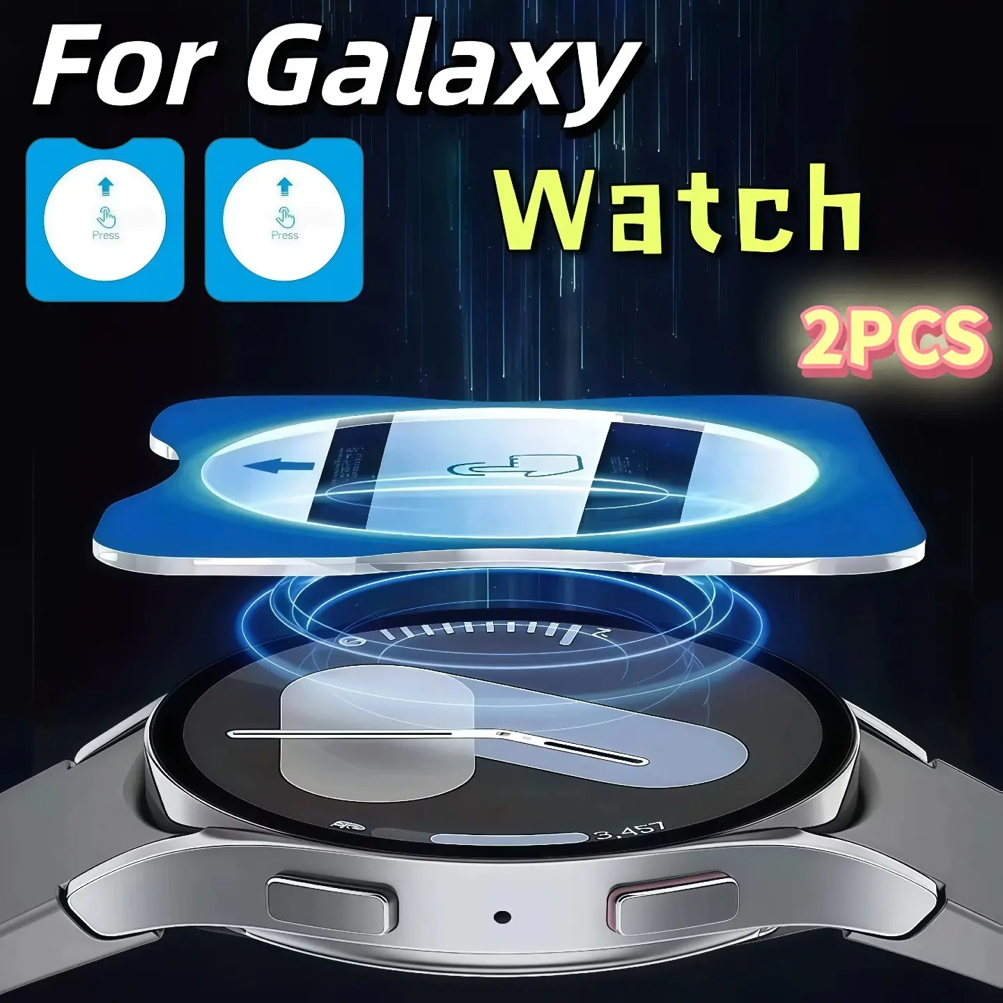 2-Pack Tempered Glass Film Compatible with Galaxy Watch7 Ultra 4/5/6/7/8, Easy Install Protective Screen Protector, Anti-Scratch, Watch Screen Cover, Protection